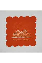 Yılbaşı Ev ve Slogan Temalı Desenli Dijital Baskılı Lazer Kesim Kokteyl Peçetesi